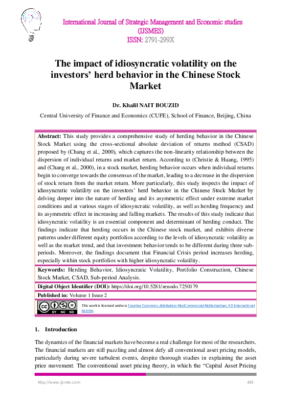 (PDF) The impact of idiosyncratic volatility on the investors' herd ...