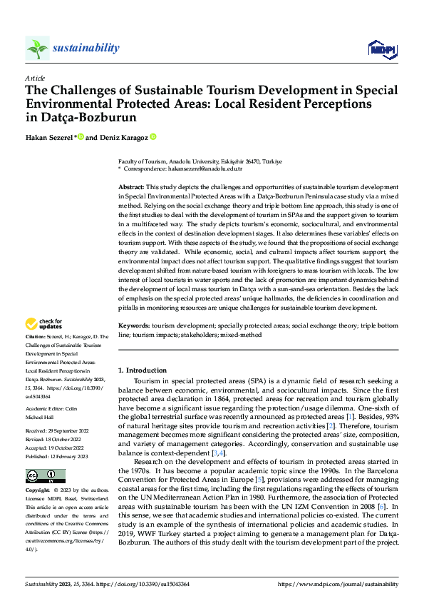 (PDF) The Challenges of Sustainable Tourism Development in Special ...
