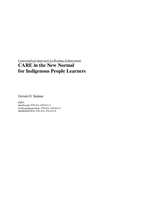 (PDF) CARE in the new normal for Indigenous People Learners