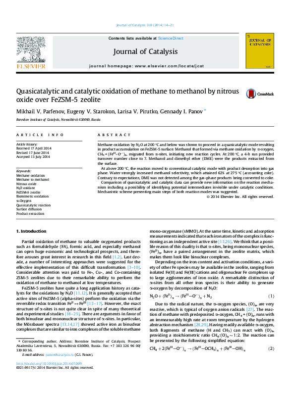 (PDF) Quasicatalytic and catalytic oxidation of methane to methanol by ...