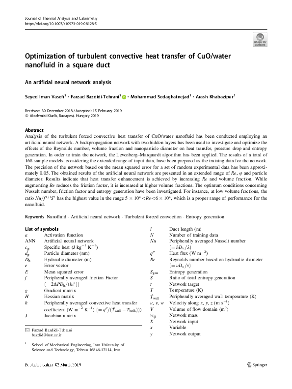 (PDF) Optimization of turbulent convective heat transfer of CuO/water ...