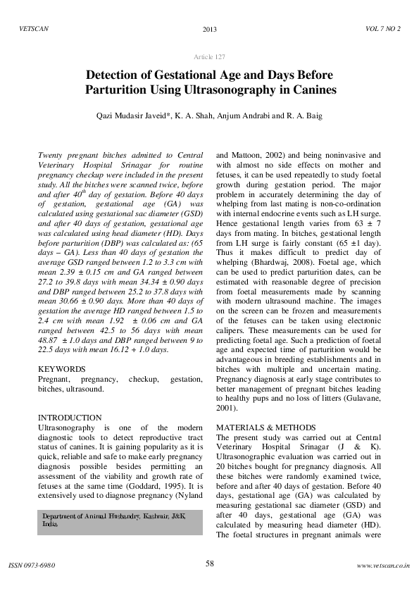 (PDF) Detection of Gestational Age and Days Before Parturition Using ...