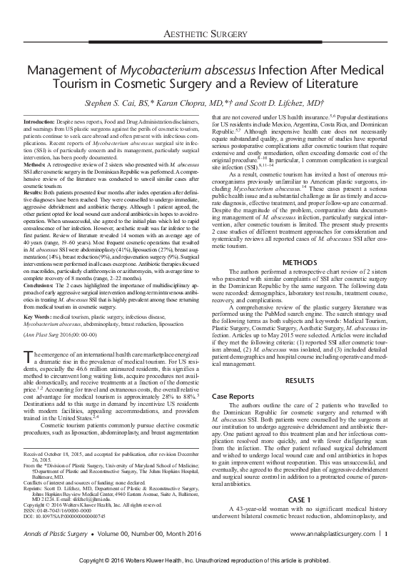 (PDF) Management of Mycobacterium abscessus Infection After Medical ...