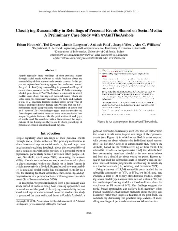 (PDF) Classifying Reasonability in Retellings of Personal Events Shared ...