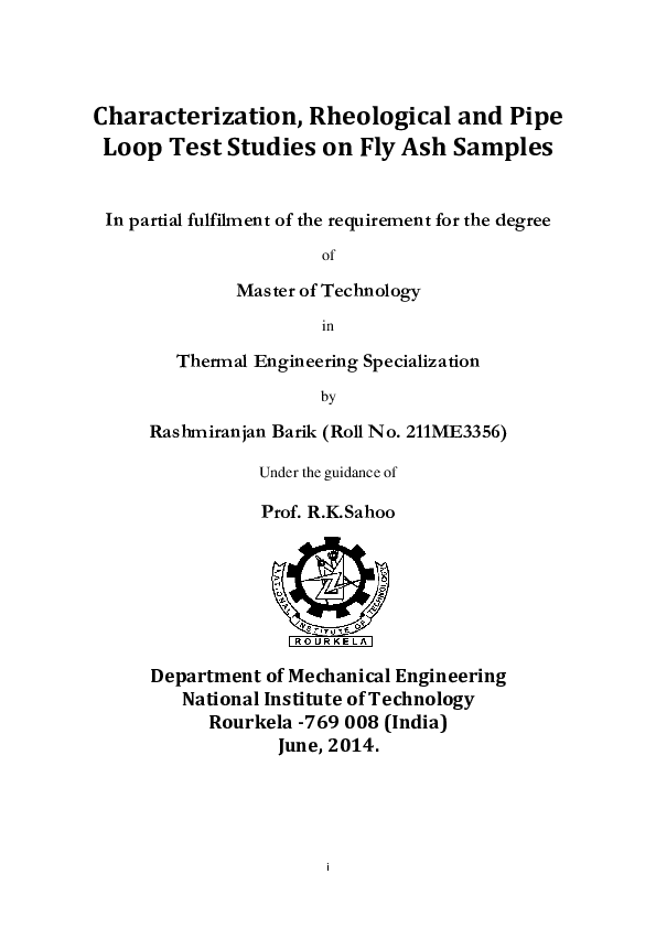 (PDF) Characterization, Rheological and Pipe Loop Test Studies on Fly ...