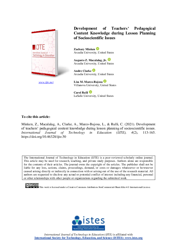 (PDF) Development of Teachers’ Pedagogical Content Knowledge during ...