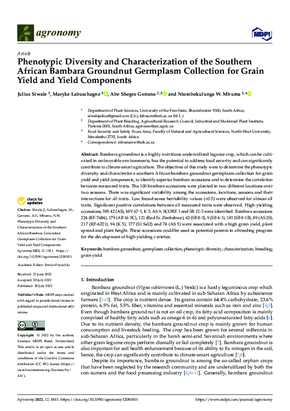 (PDF) Phenotypic Diversity and Characterization of the Southern African ...