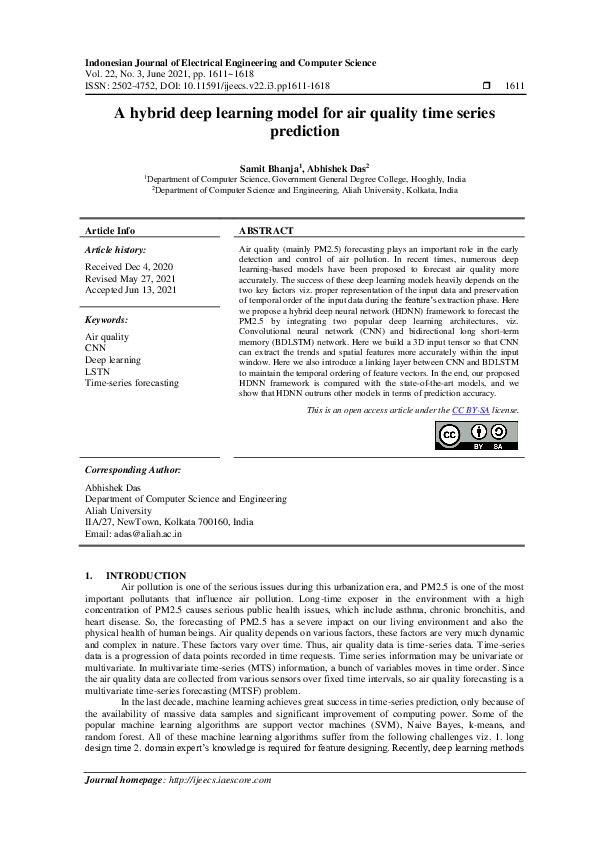 (PDF) A hybrid deep learning model for air quality time series prediction