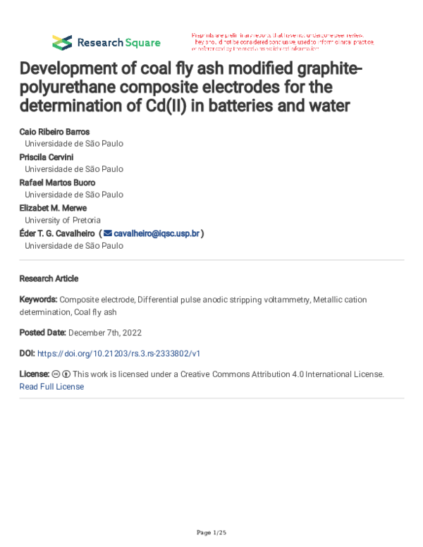 (PDF) Development of coal fly ash modified graphite-polyurethane ...