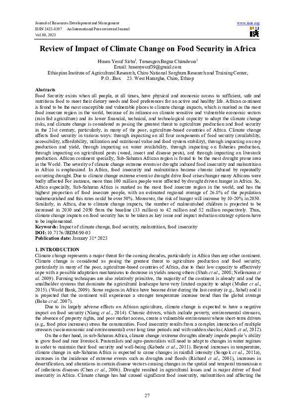 (PDF) Review of Impact of Climate Change on Food Security in Africa