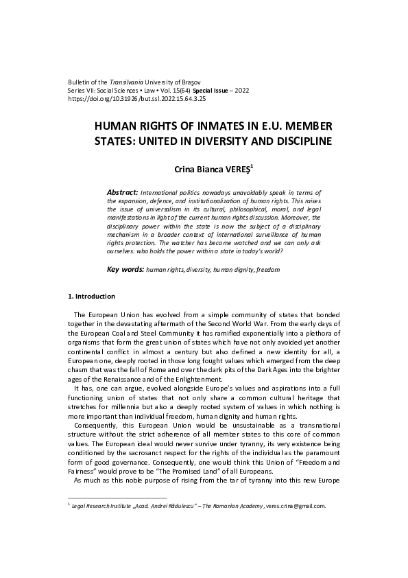 (PDF) Human Rights of Inmates in E.U. Member States: United in ...