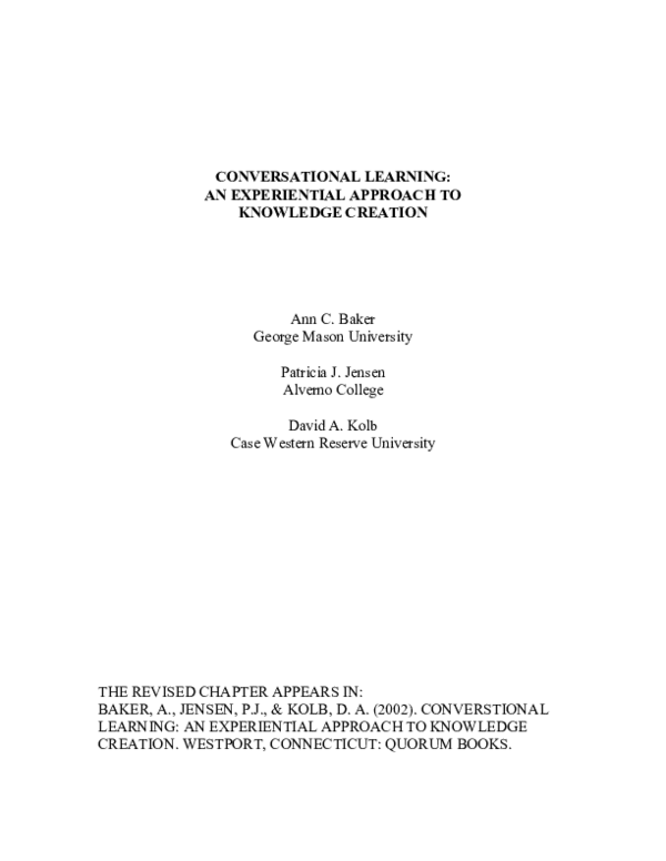 (PDF) The evolution of a conversational learning space