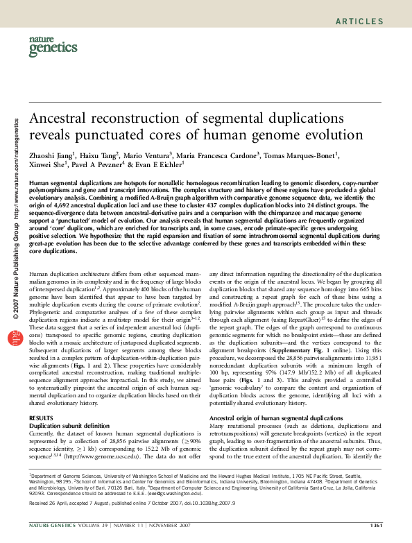 (PDF) Ancestral reconstruction of segmental duplications reveals ...
