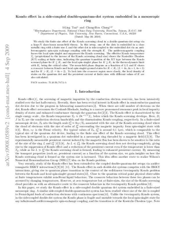 (PDF) Kondo effect in a side-coupled double quantum dot system embedded ...
