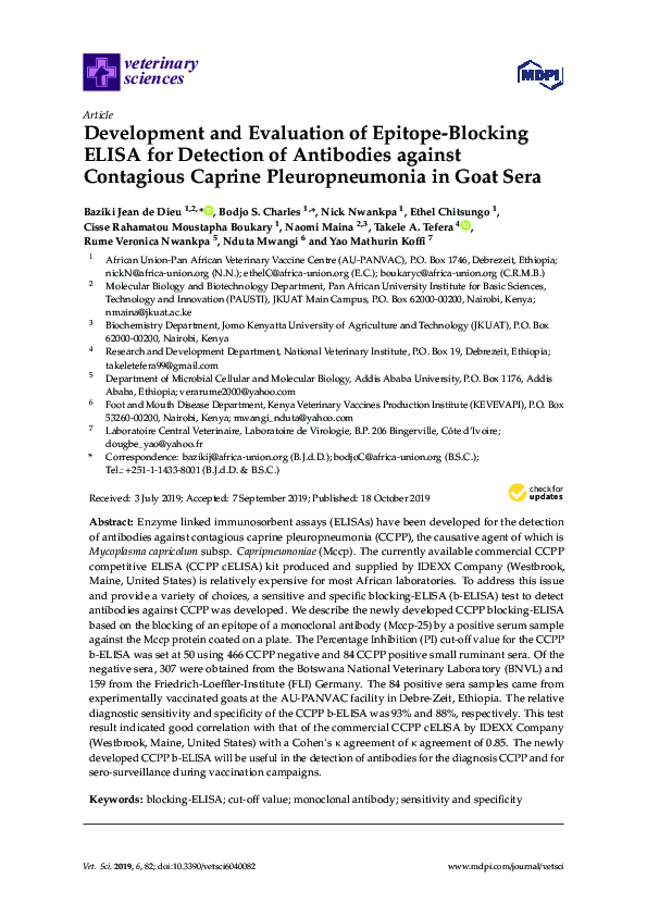 (PDF) Development and Evaluation of Epitope-Blocking ELISA for ...