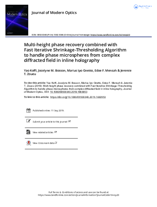 (PDF) Multi-height phase recovery combined with Fast Iterative ...