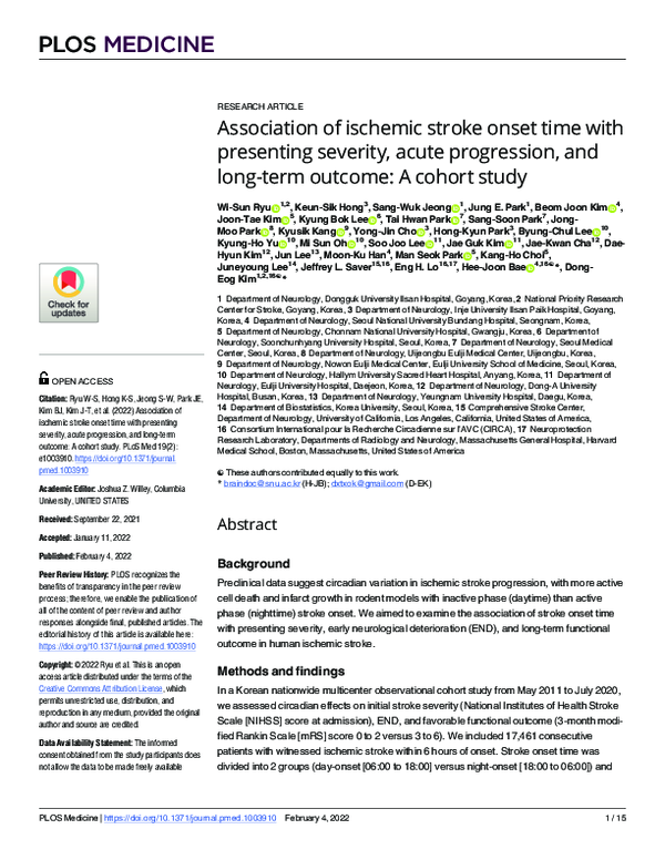 (PDF) Association of ischemic stroke onset time with presenting ...