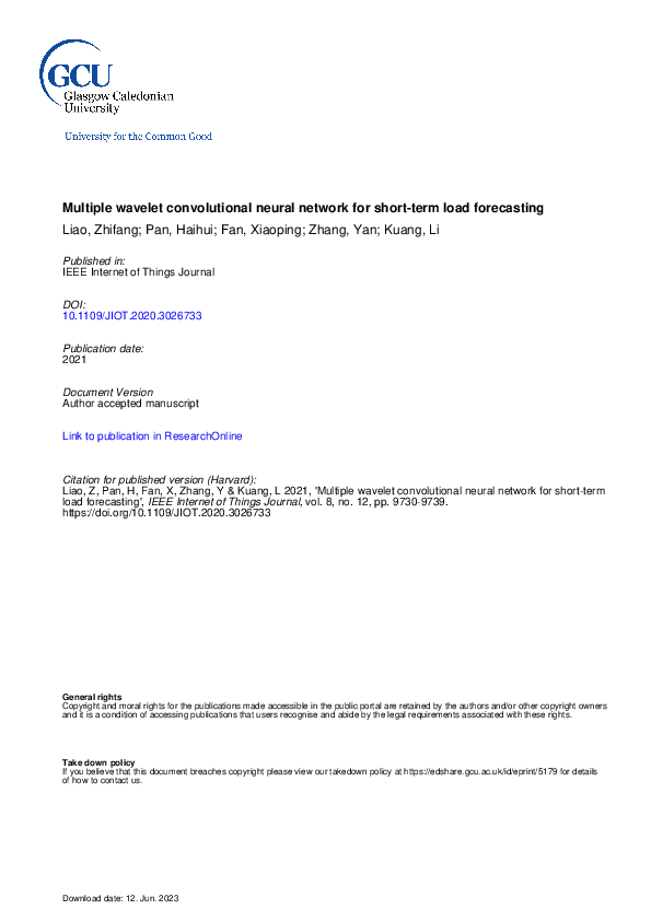 (PDF) Multiple Wavelet Convolutional Neural Network for Short-Term Load ...