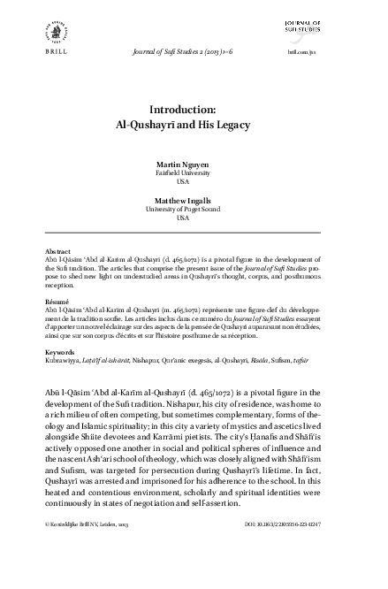 (PDF) Introduction AlQushayrī and His Legacy Martin Nguyen