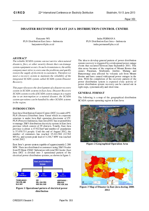 (PDF) Disaster Recovery of East Java Distribution Control Centre