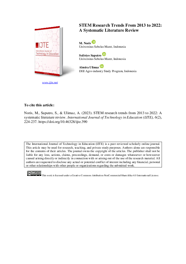 (PDF) STEM Research Trends From 2013 to 2022: A Systematic Literature ...
