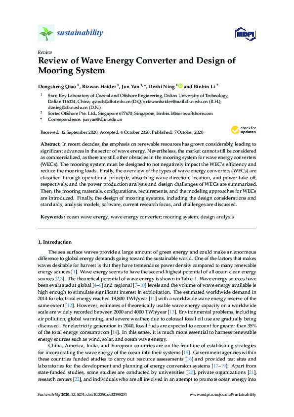 (PDF) Review of Wave Energy Converter and Design of Mooring System