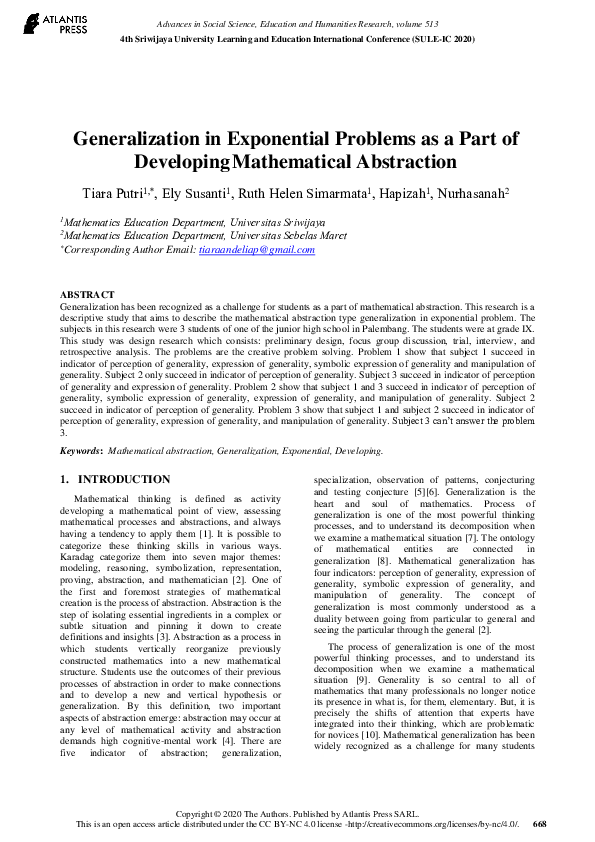 (PDF) Generalization in Exponential Problems as a Part of Developing ...