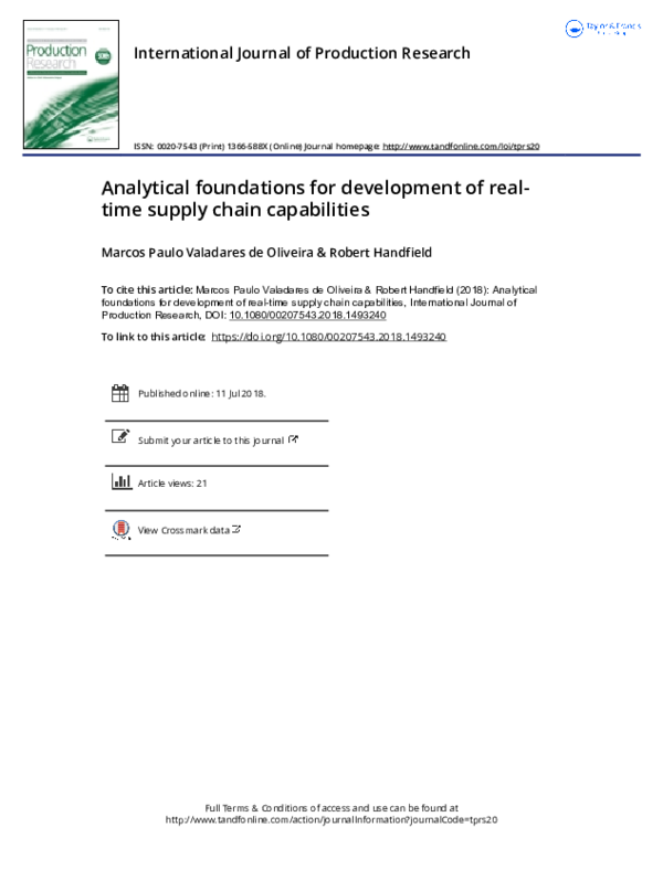 (PDF) Analytical foundations for development of real-time supply chain ...