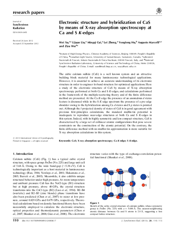 (PDF) Electronic structure and hybridization of CaS by means of X-ray ...