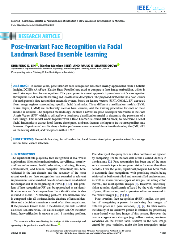 (PDF) Pose-Invariant Face Recognition via Facial Landmark Based ...
