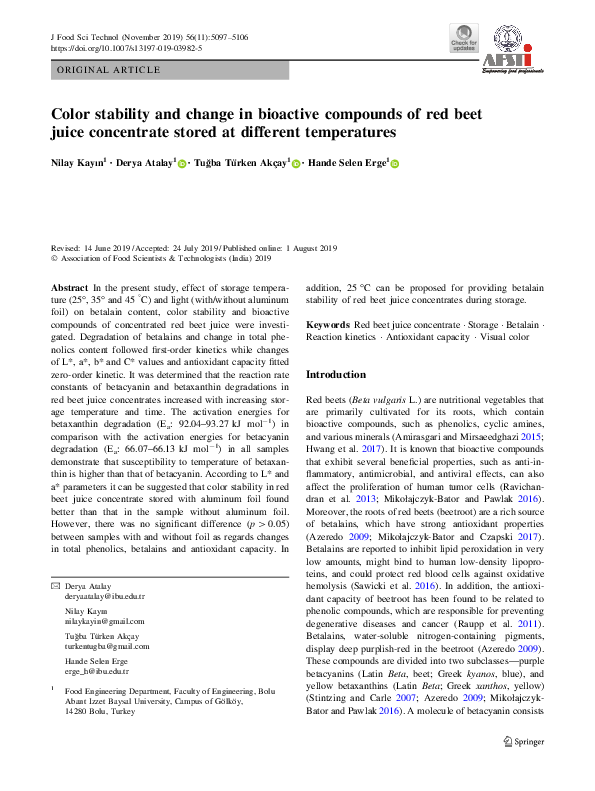 (PDF) Color stability and change in bioactive compounds of red beet ...