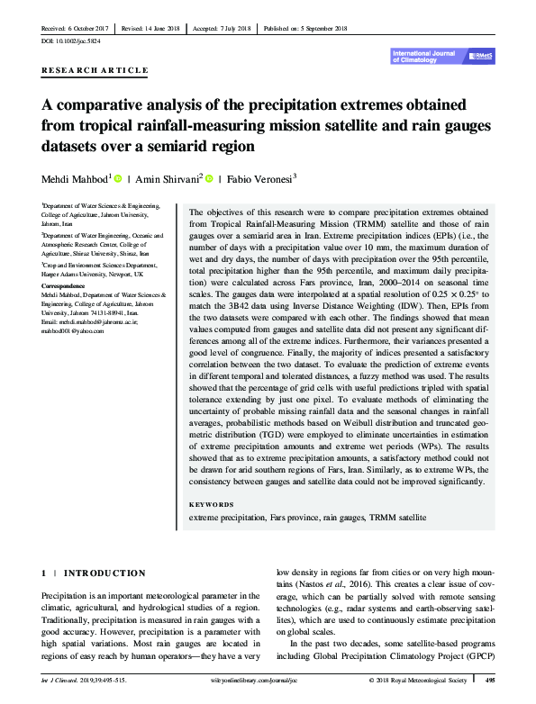 (PDF) A comparative analysis of the precipitation extremes obtained ...