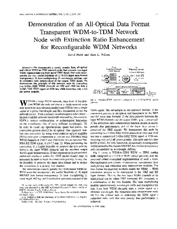 (PDF) Demonstration of an all-optical data format transparent WDM-to ...