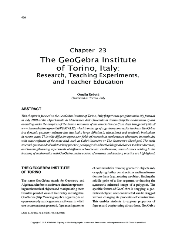 (PDF) The GeoGebra Institute of Torino, Italy