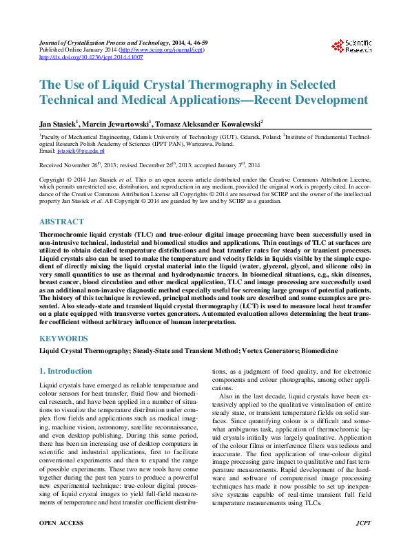 (PDF) The Use of Liquid Crystal Thermography in Selected Technical and ...