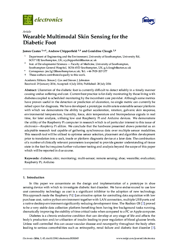 (PDF) Wearable Multimodal Skin Sensing for the Diabetic Foot