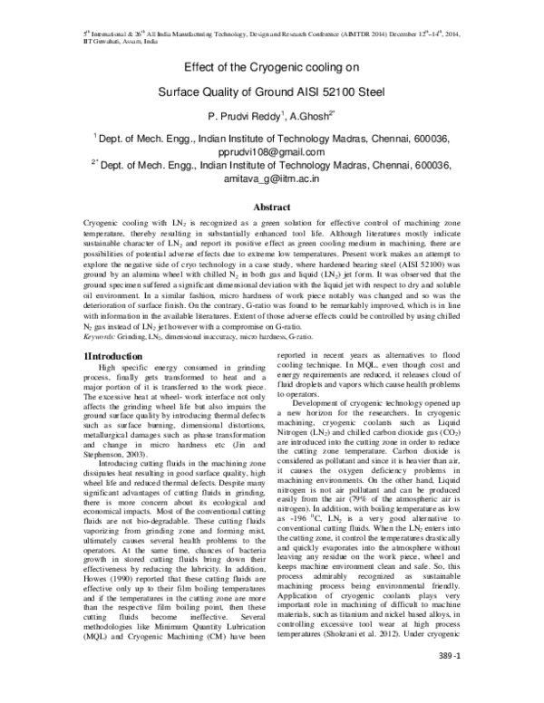 (PDF) Effect of the Cryogenic cooling on Surface Quality of Ground AISI ...