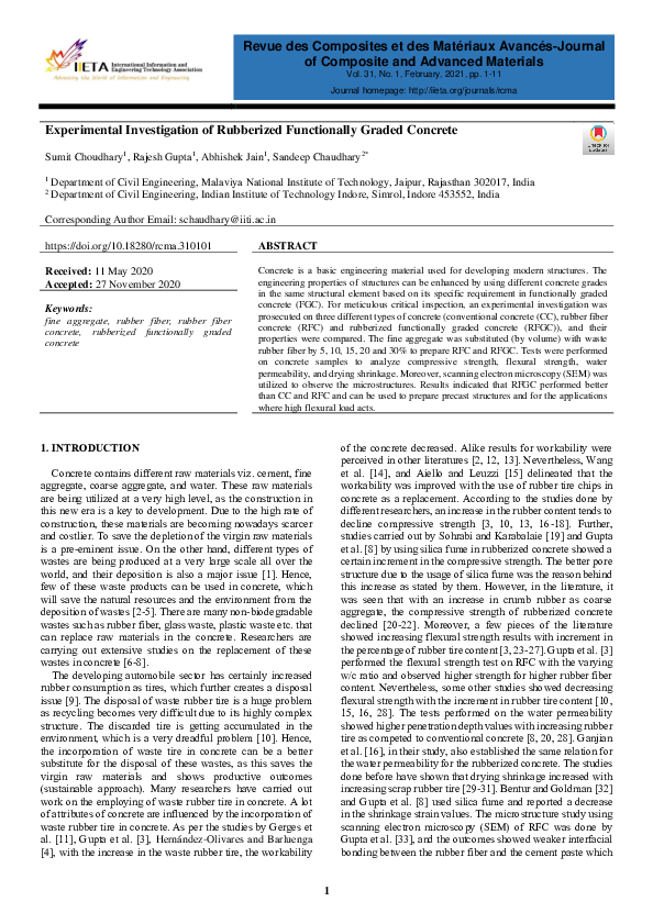 (PDF) Experimental Investigation of Rubberized Functionally Graded Concrete