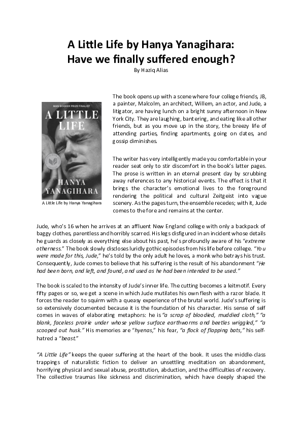 (PDF) A Little Life by Hanya Yanagihara Have we finally suffered enough?