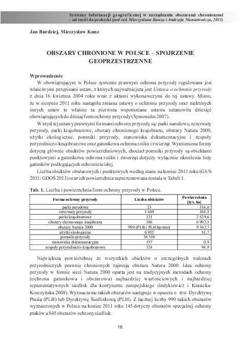 (PDF) Obszary chronione w Polsce – spojrzenie geoprzestrzenne
