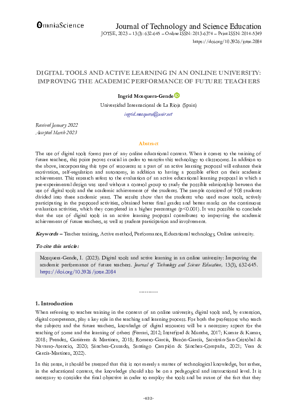 (PDF) Digital tools and active learning in an online university ...