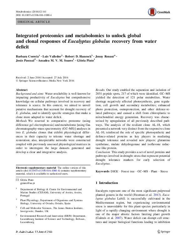 (PDF) Integrated proteomics and metabolomics to unlock global and ...
