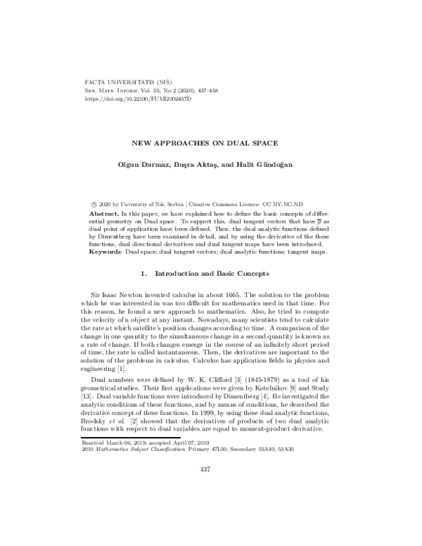 (PDF) New Approaches on Dual Space