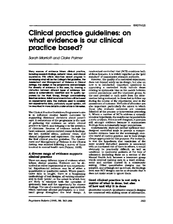 (PDF) Clinical practice guidelines: on what evidence is our clinical ...