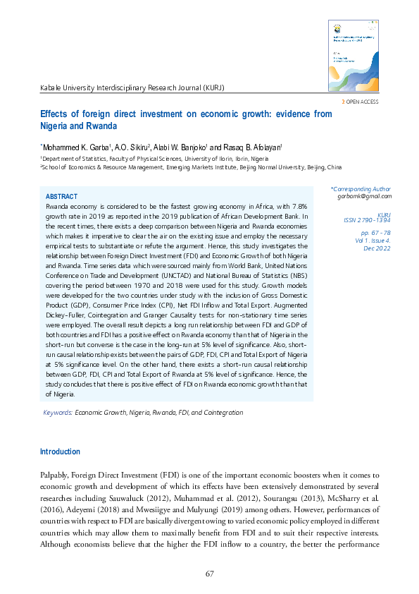 (PDF) Effects of foreign direct investment on economic growth: evidence ...