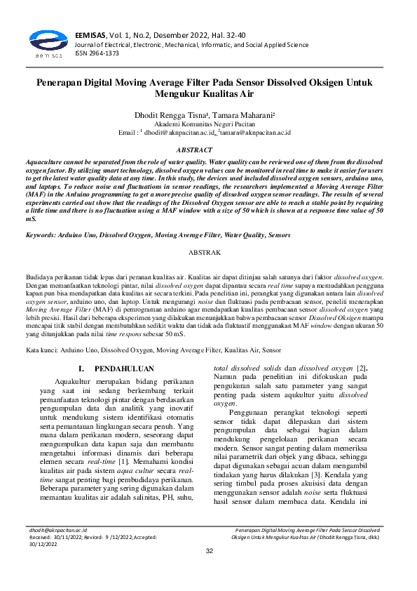 (PDF) Penerapan Digital Moving Average Filter pada Sensor Dissolved ...
