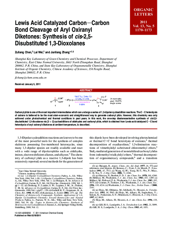 (PDF) Lewis Acid Catalyzed Carbon−Carbon Bond Cleavage of Aryl Oxiranyl ...