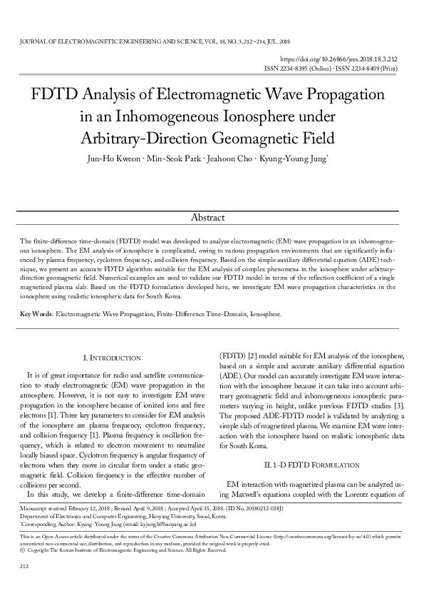 (PDF) FDTD Analysis of Electromagnetic Wave Propagation in an ...