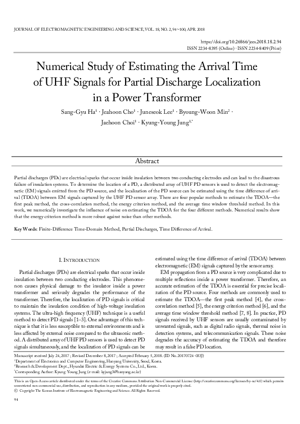 (PDF) Numerical Study of Estimating the Arrival Time of UHF Signals for ...