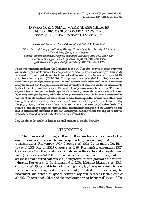 (PDF) Difference in small mammal assemblages in the diet of the Common ...